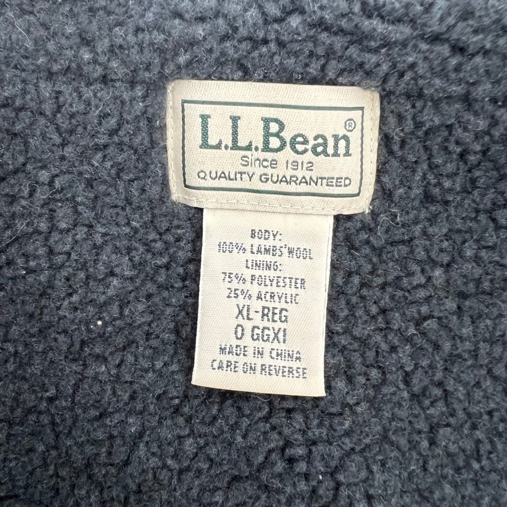 LL Bean Mens XL Lambswool Full Zip Sherpa Lined Sweater Jacket Gray Mock Neck - Picture 4 of 8